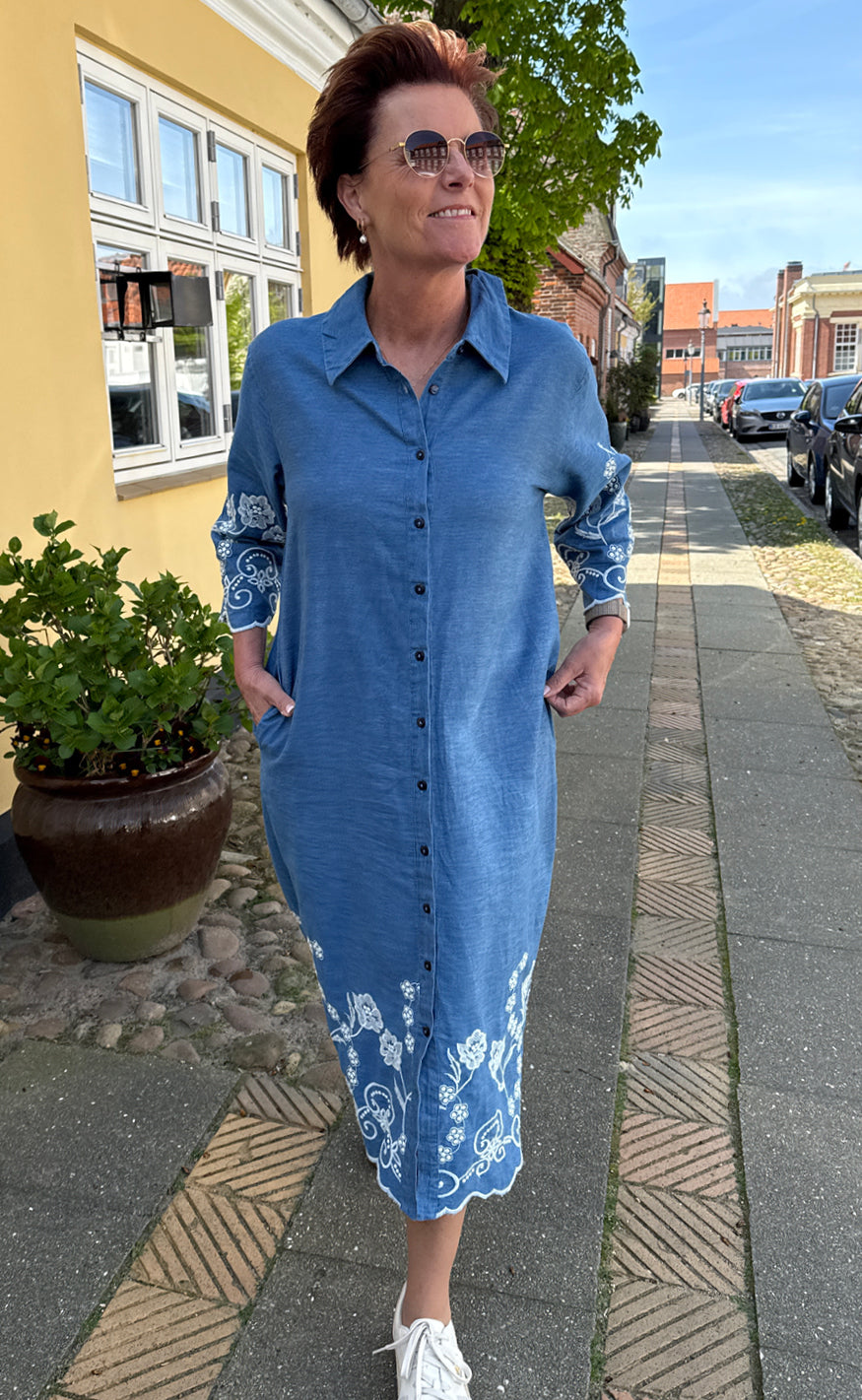 INA Copenhagen Kjole - Debbie - Light Blue W. Embroidery