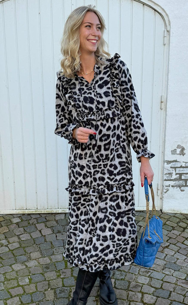 INA Copenhagen Kjole - Elina - Grey Leopard