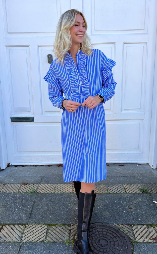 INA Copenhagen Kjole - Emilie - Dark Blue Striped