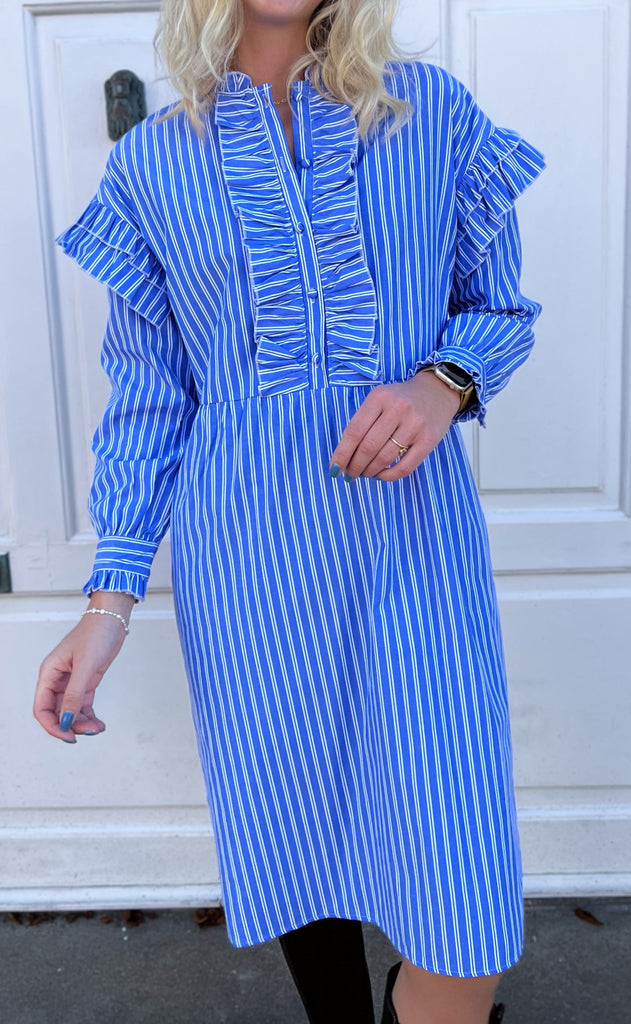 INA Copenhagen Kjole - Emilie - Dark Blue Striped