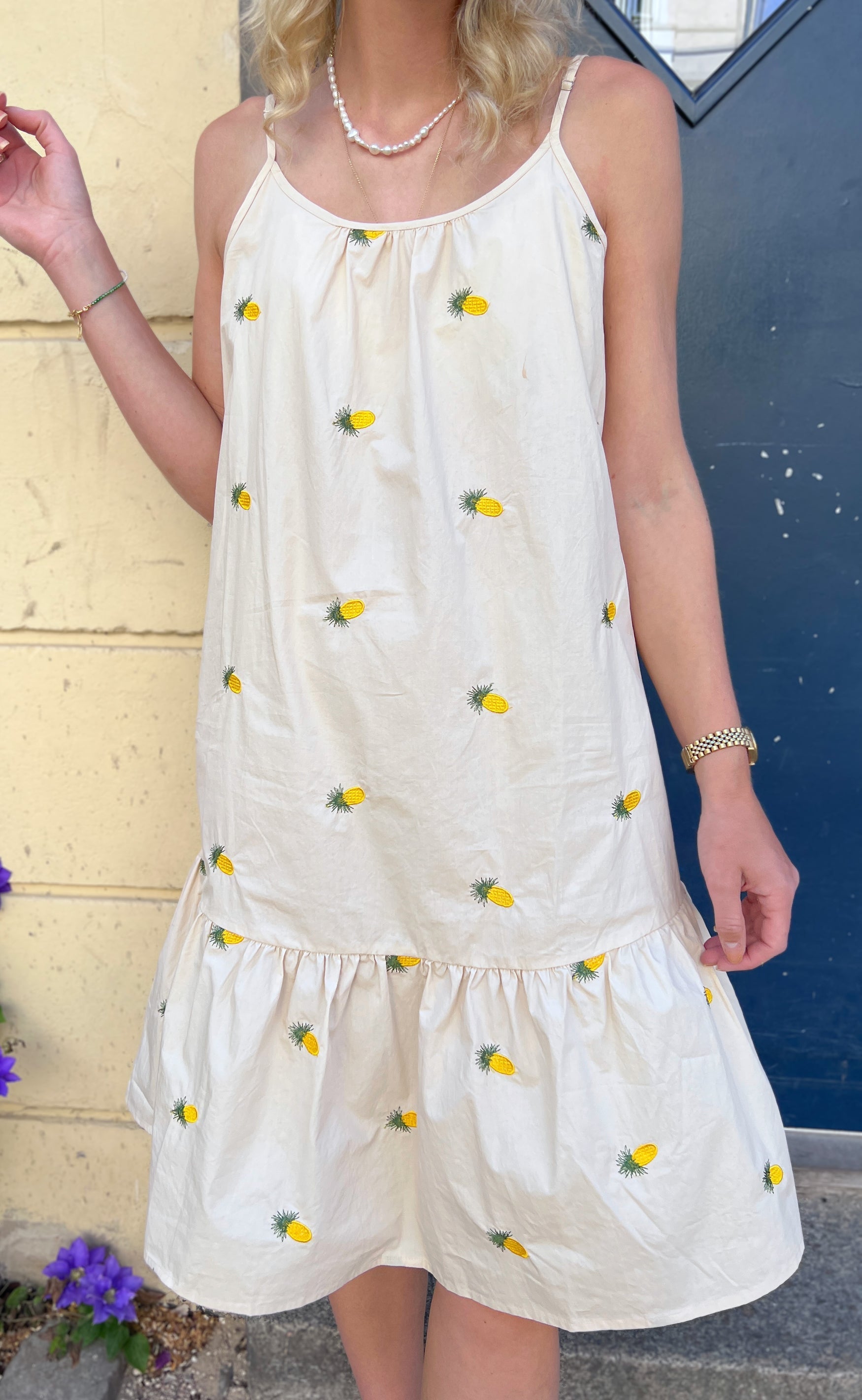 INA Copenhagen Kjole - Fie - Off White W. Pineapple