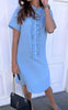 Say INA Copenhagen Kjole - Flora - Light Blue