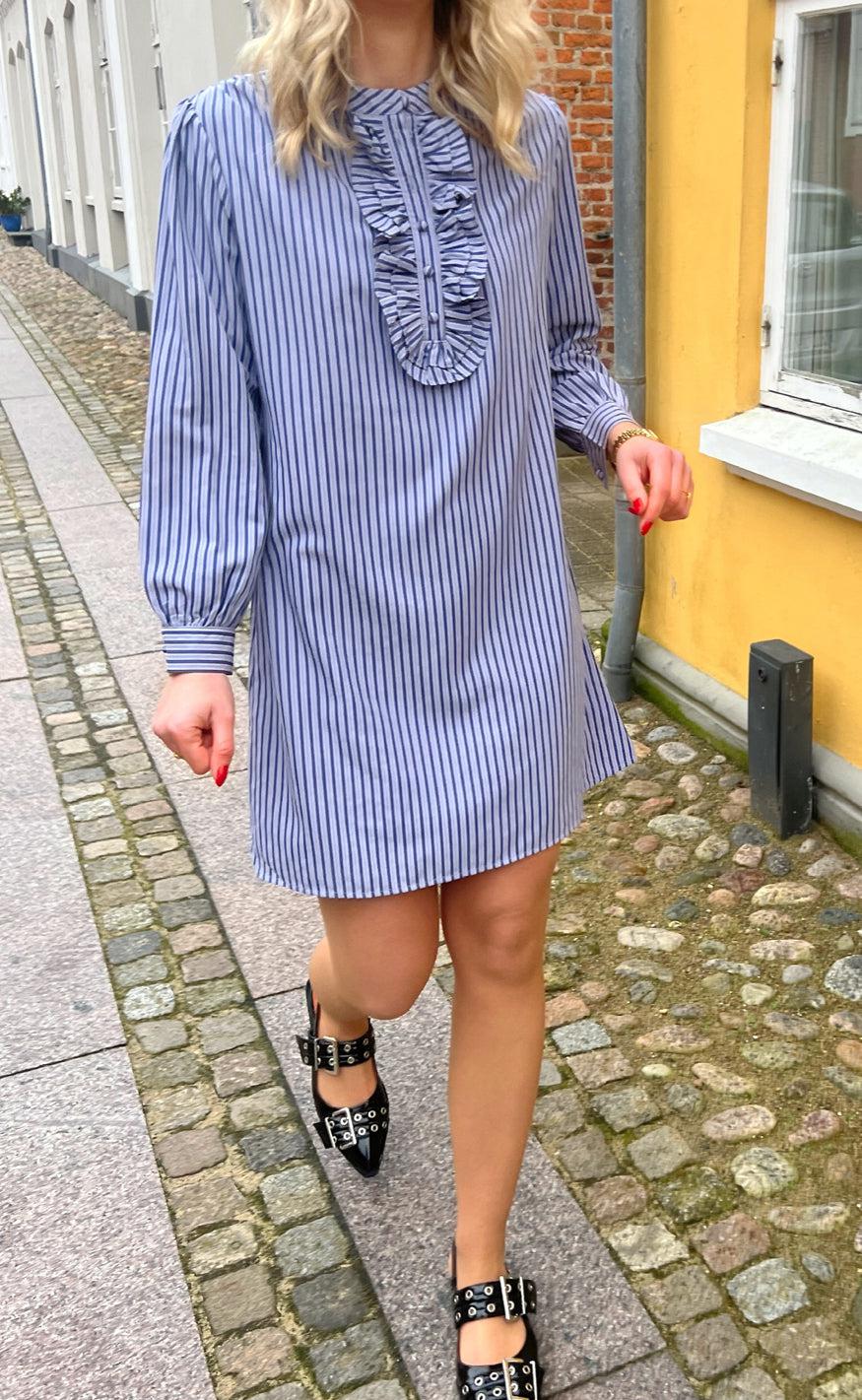 INA Copenhagen Kjole - Frederikke - Dark Blue Striped