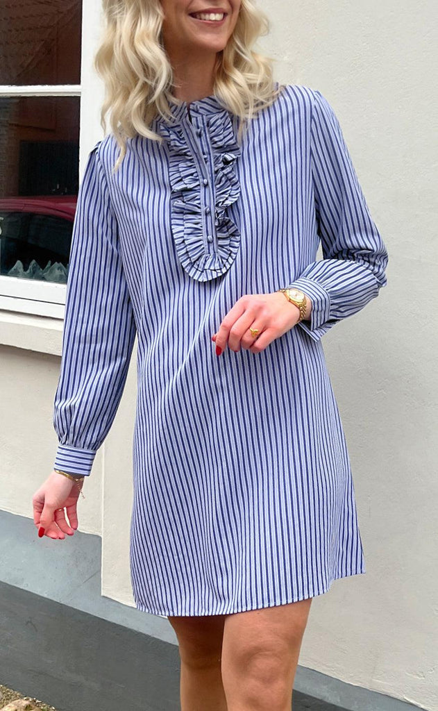 INA Copenhagen Kjole - Frederikke - Dark Blue Striped