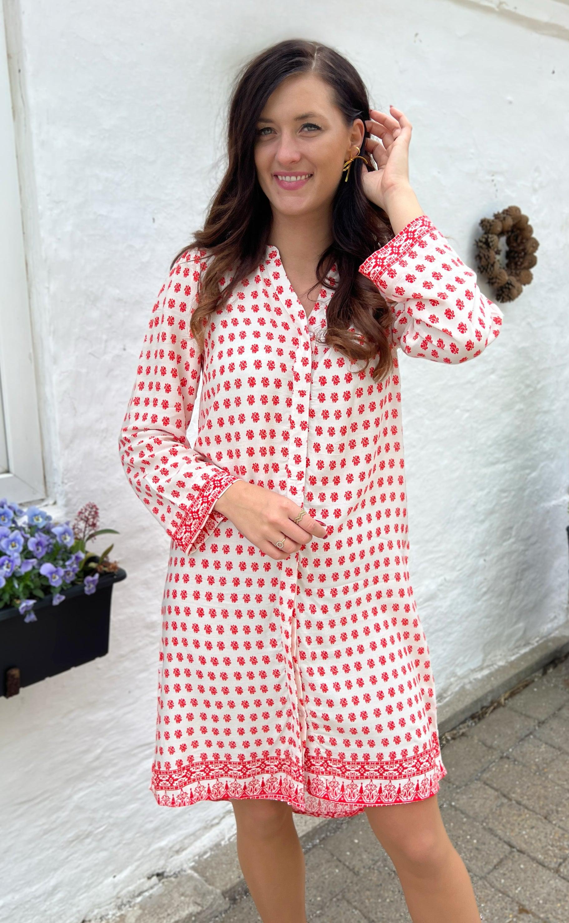 INA Copenhagen Kjole - Katia - White/Red