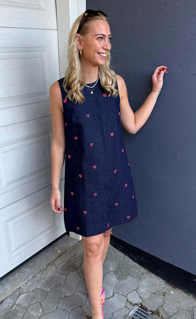INA Copenhagen Kjole - Maja - Dark Blue W. Hearts