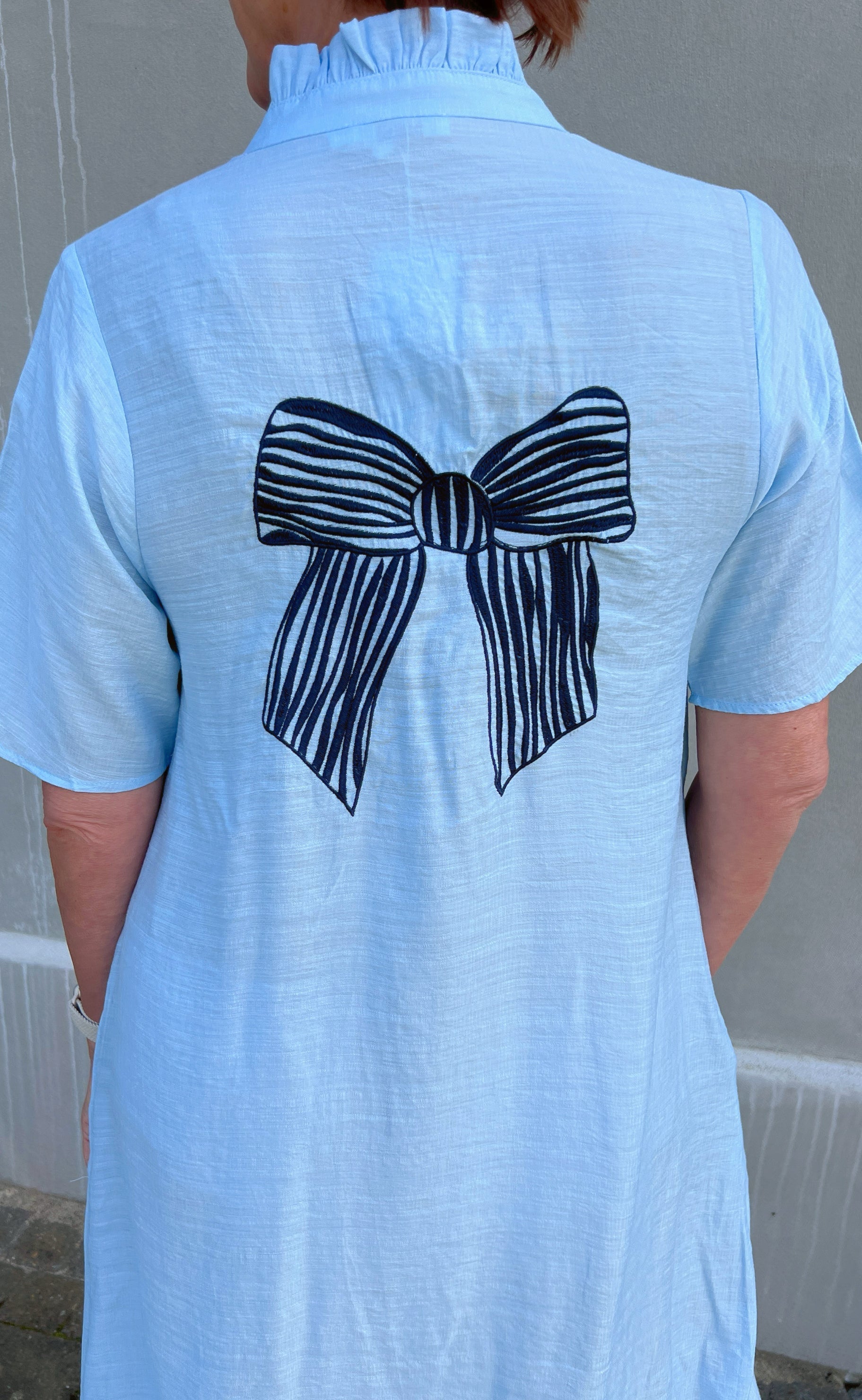 INA Copenhagen Kjole - Milly - Light Blue W. Navy Bows