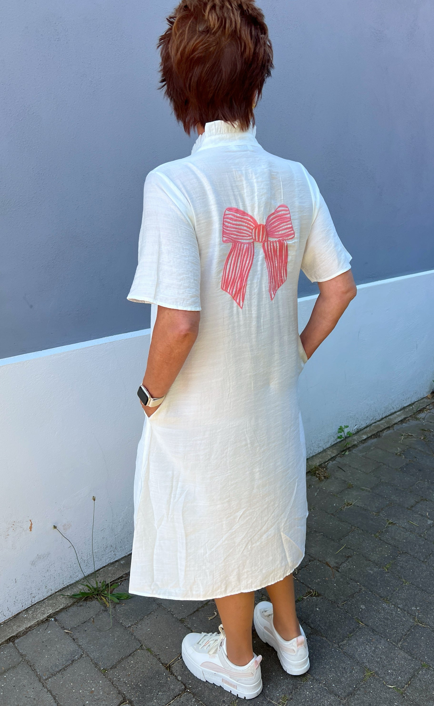 INA Copenhagen Kjole - Milly - White W. Pink Bows