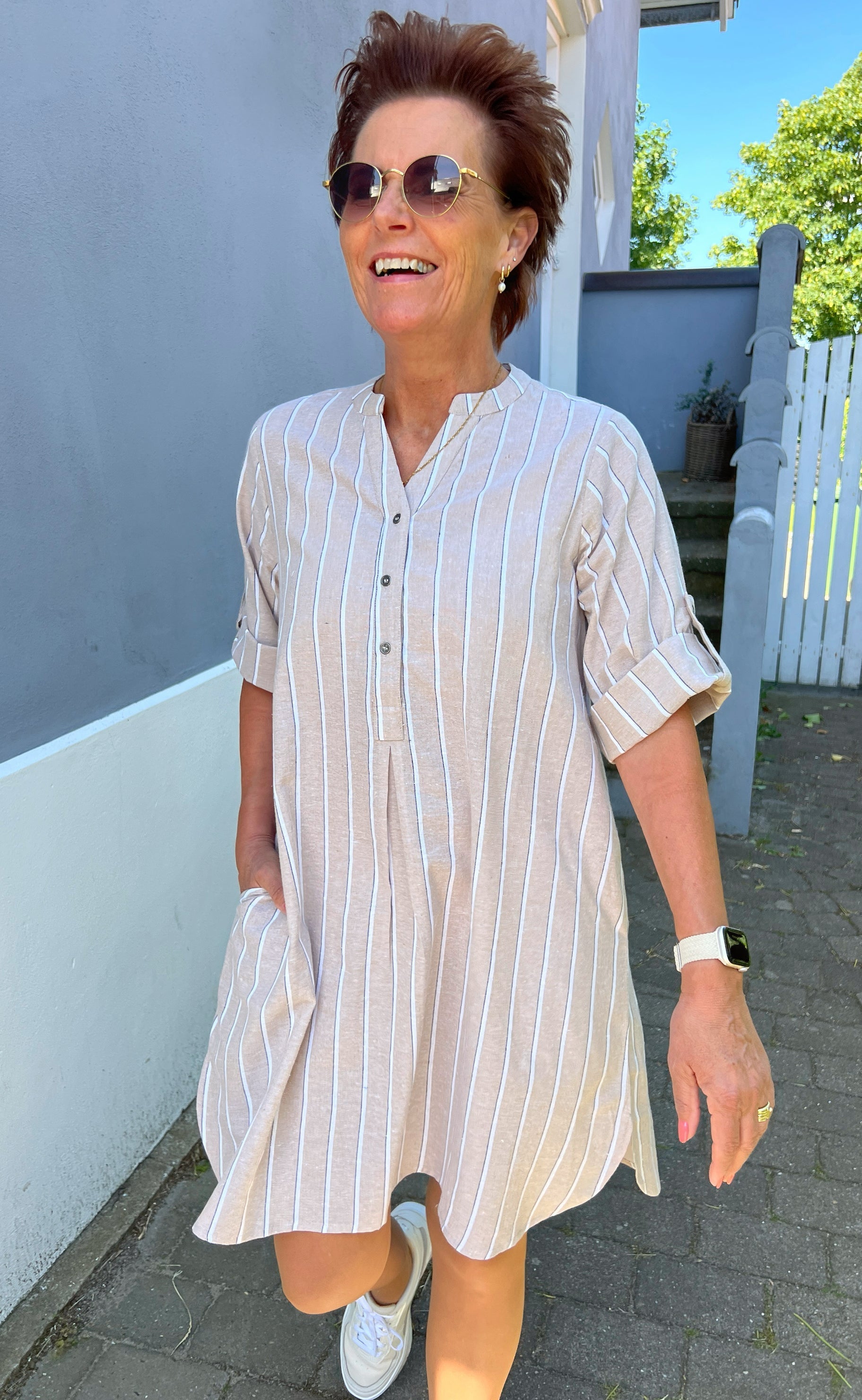 INA Copenhagen Kjole - Nia - Beige Striped
