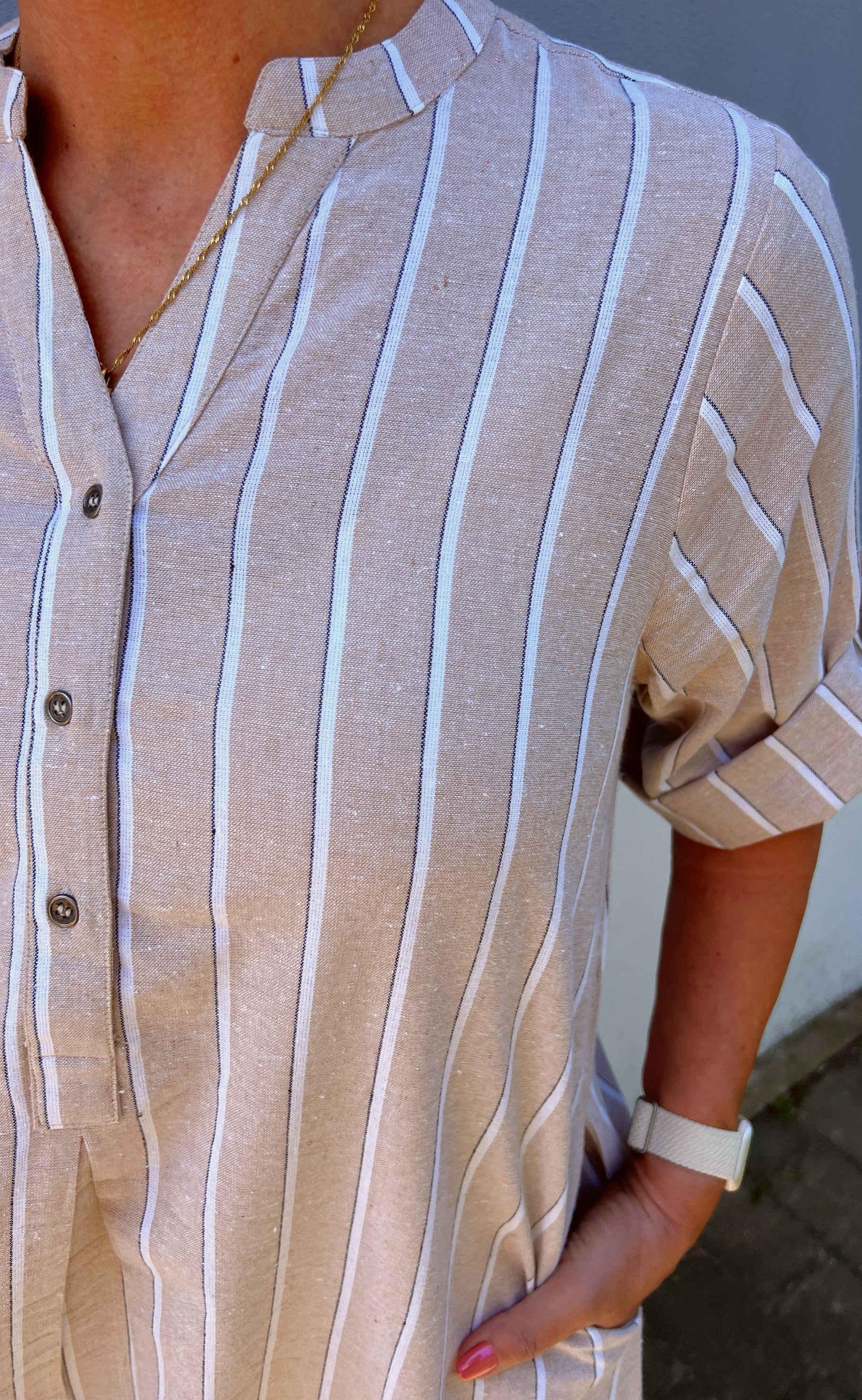 INA Copenhagen Kjole - Nia - Beige Striped