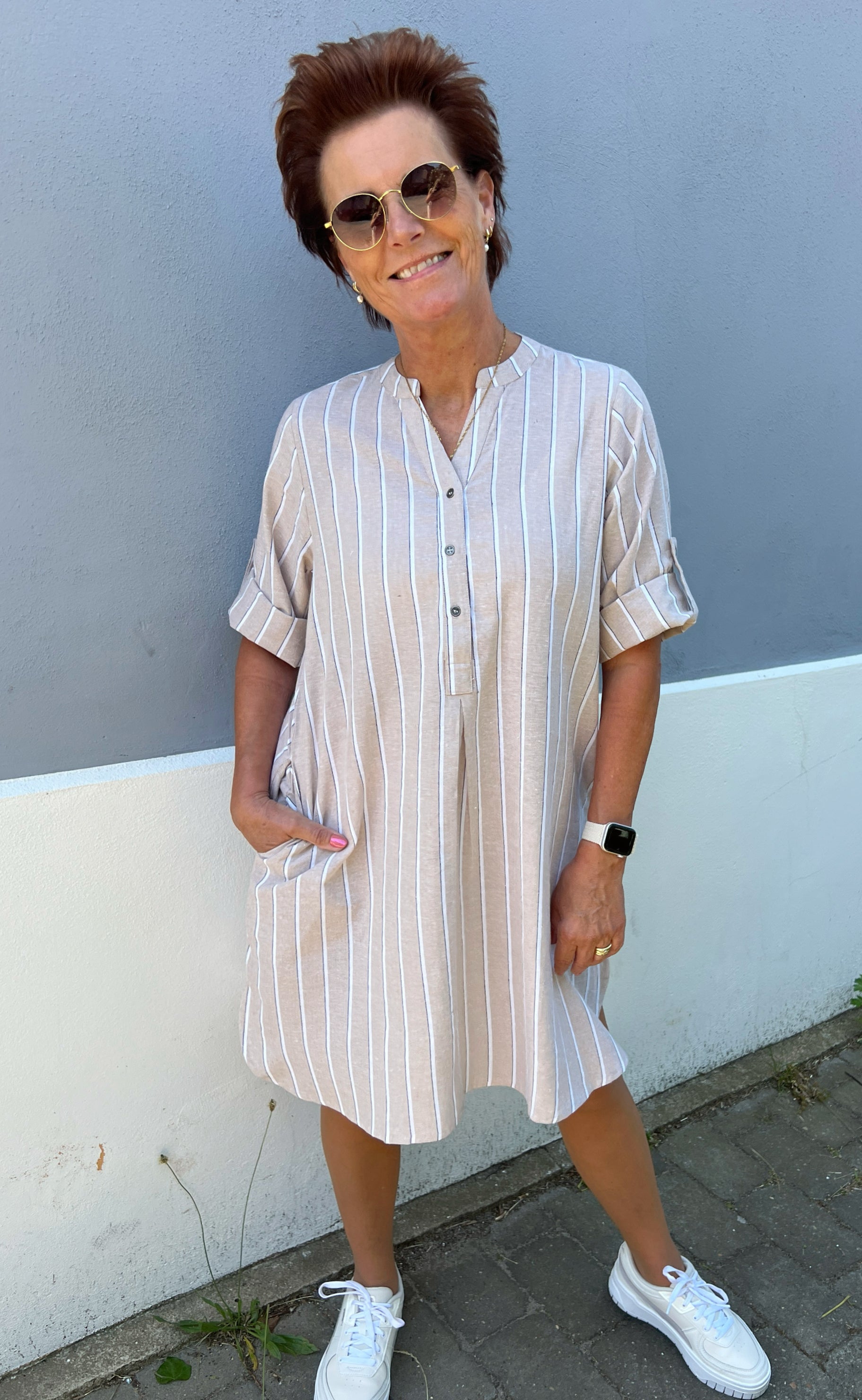 INA Copenhagen Kjole - Nia - Beige Striped