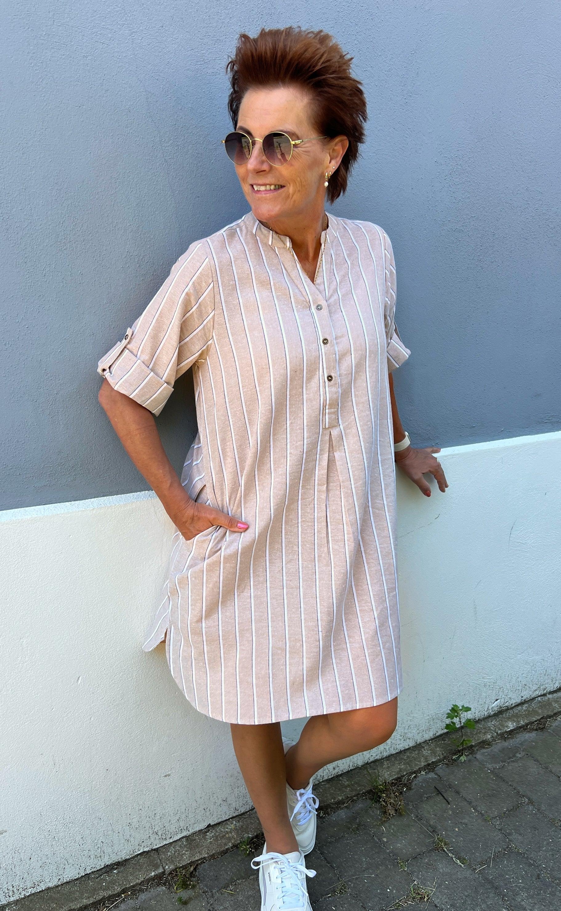 INA Copenhagen Kjole - Nia - Beige Striped