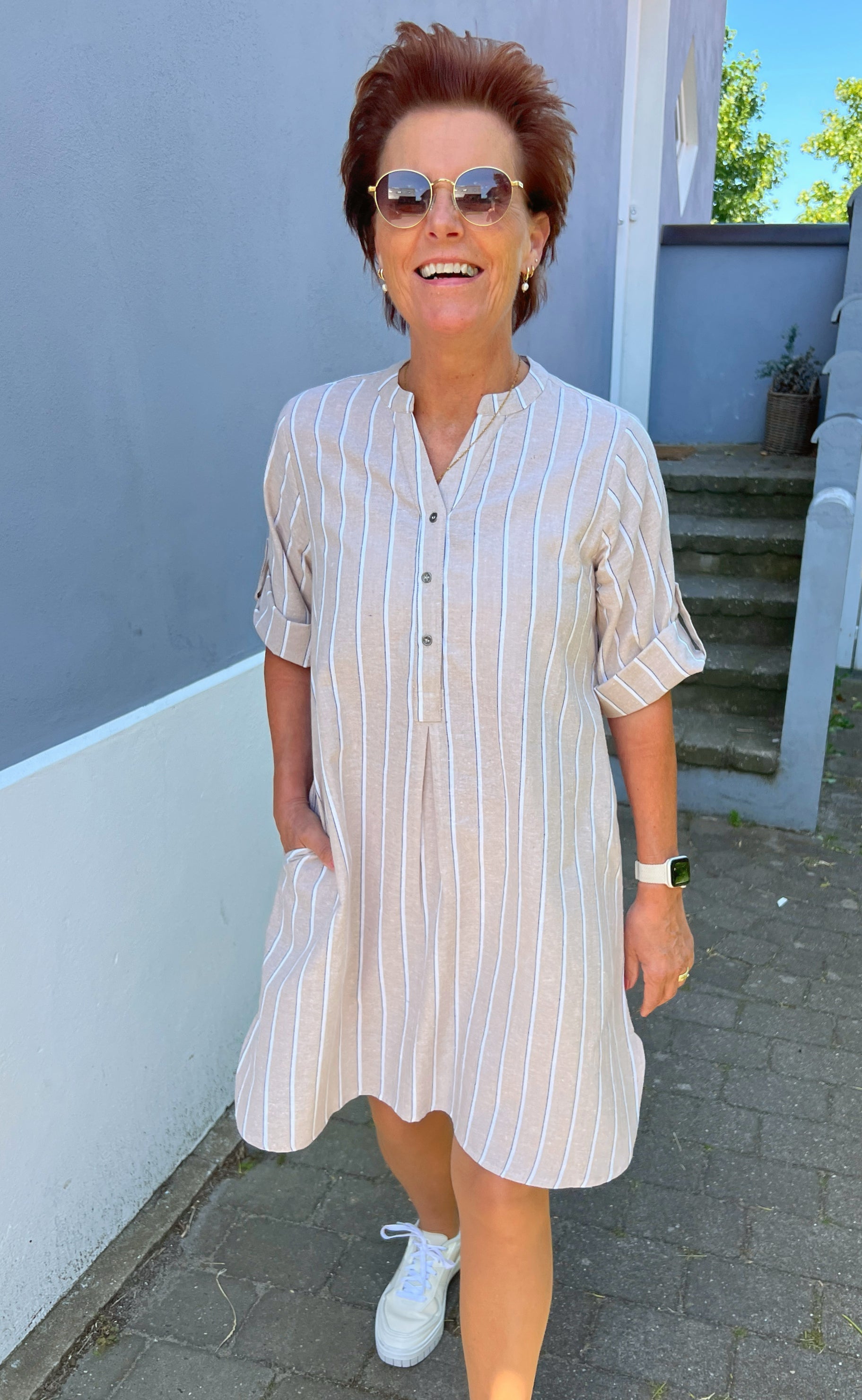INA Copenhagen Kjole - Nia - Beige Striped