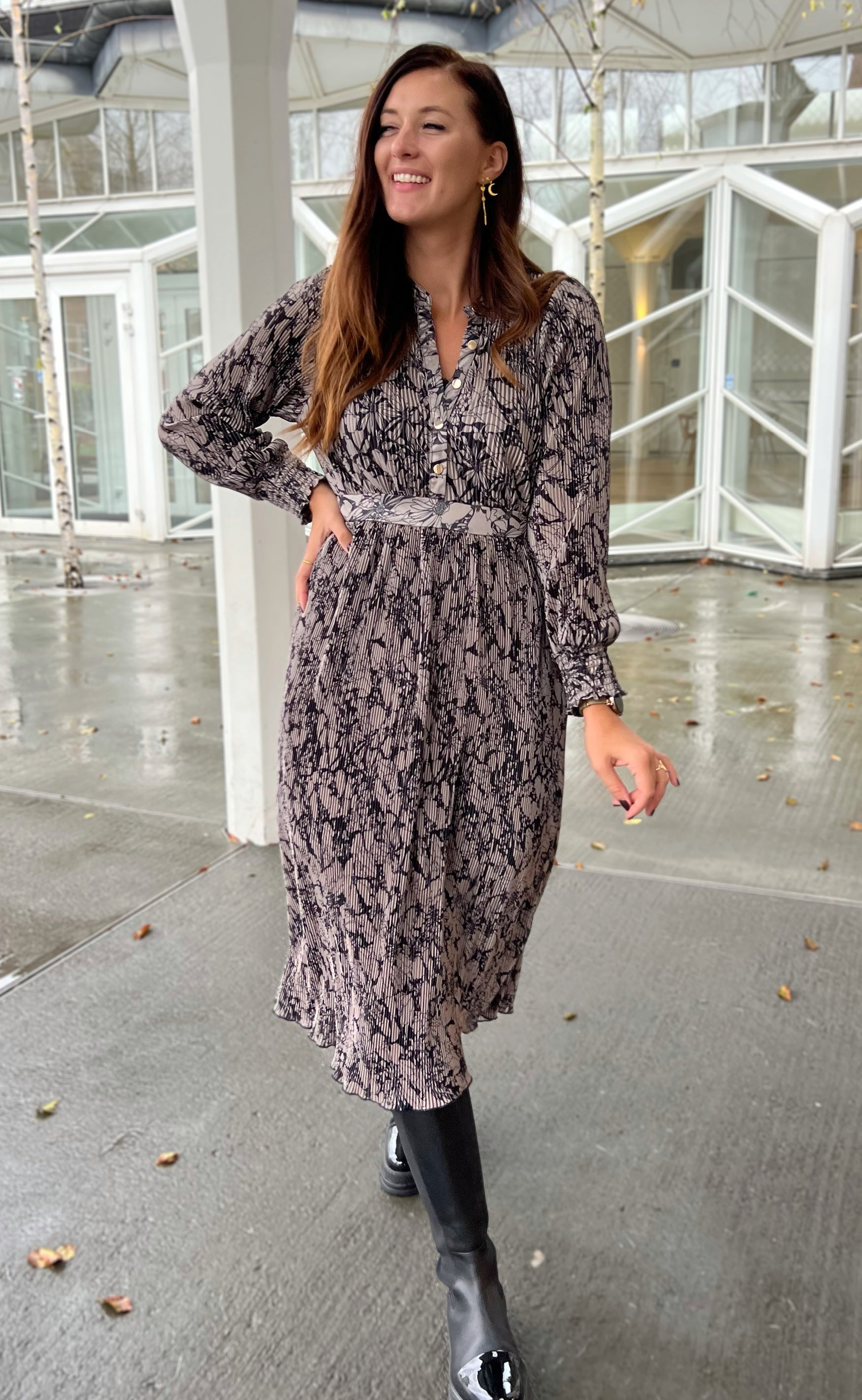 INA Copenhagen Kjole - Olivia - Black/Brown Flower