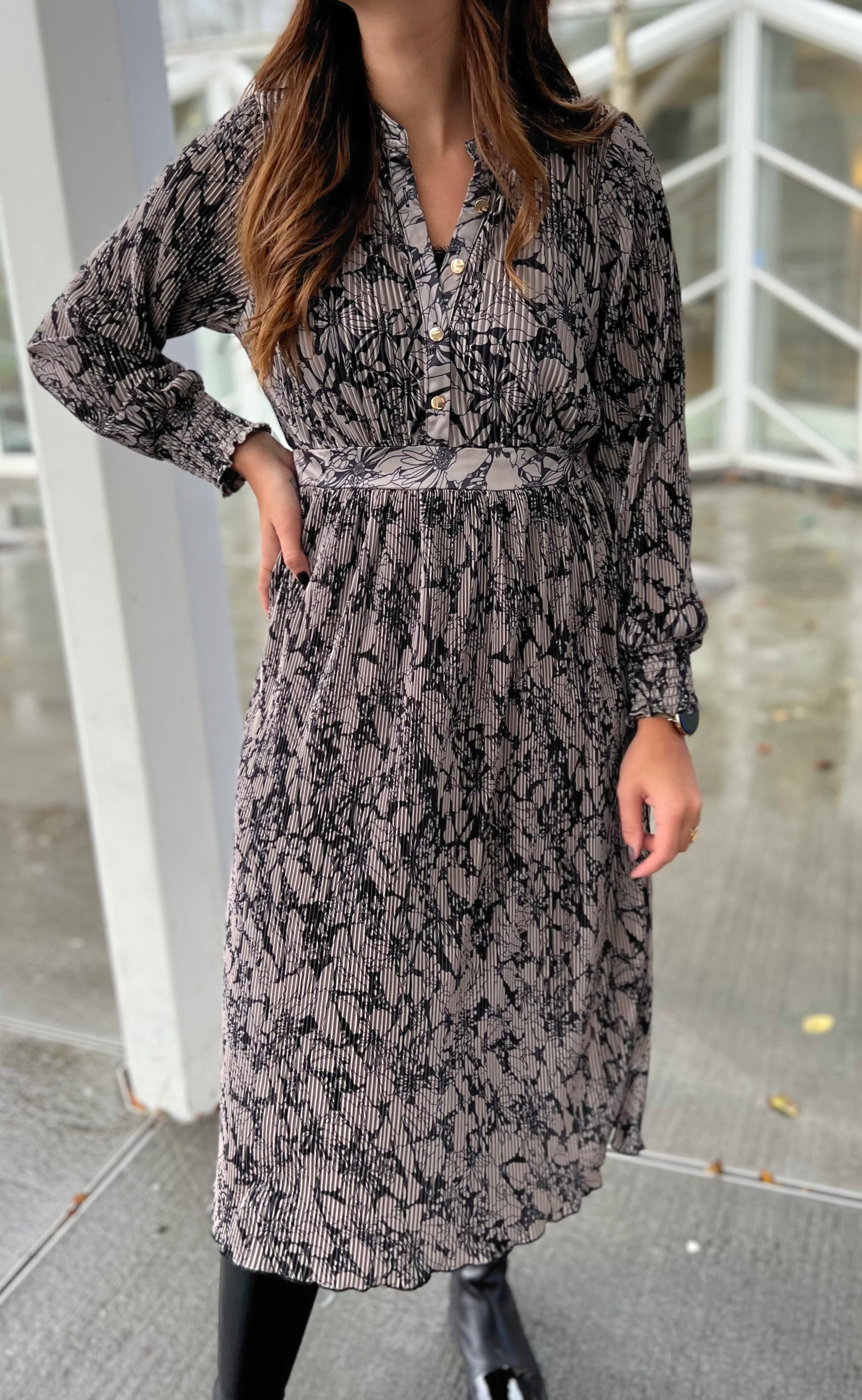 INA Copenhagen Kjole - Olivia - Black/Brown Flower