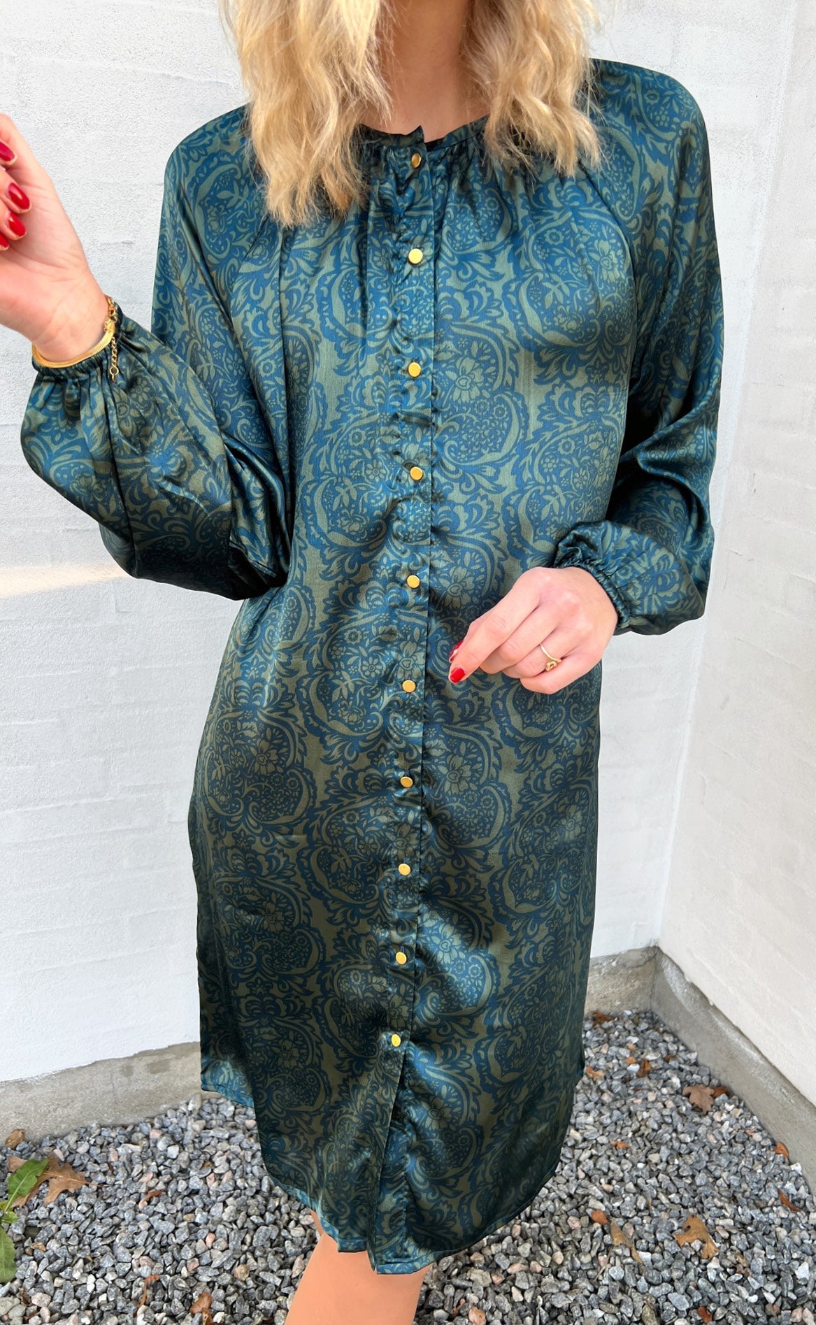 INA Copenhagen Kjole - Rita - Green / Blue Paisley