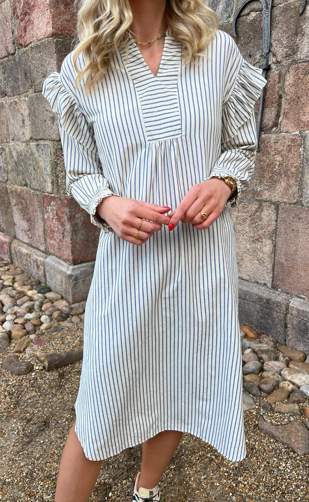 INA Copenhagen Kjole - Wilja - White/Blue Stripes