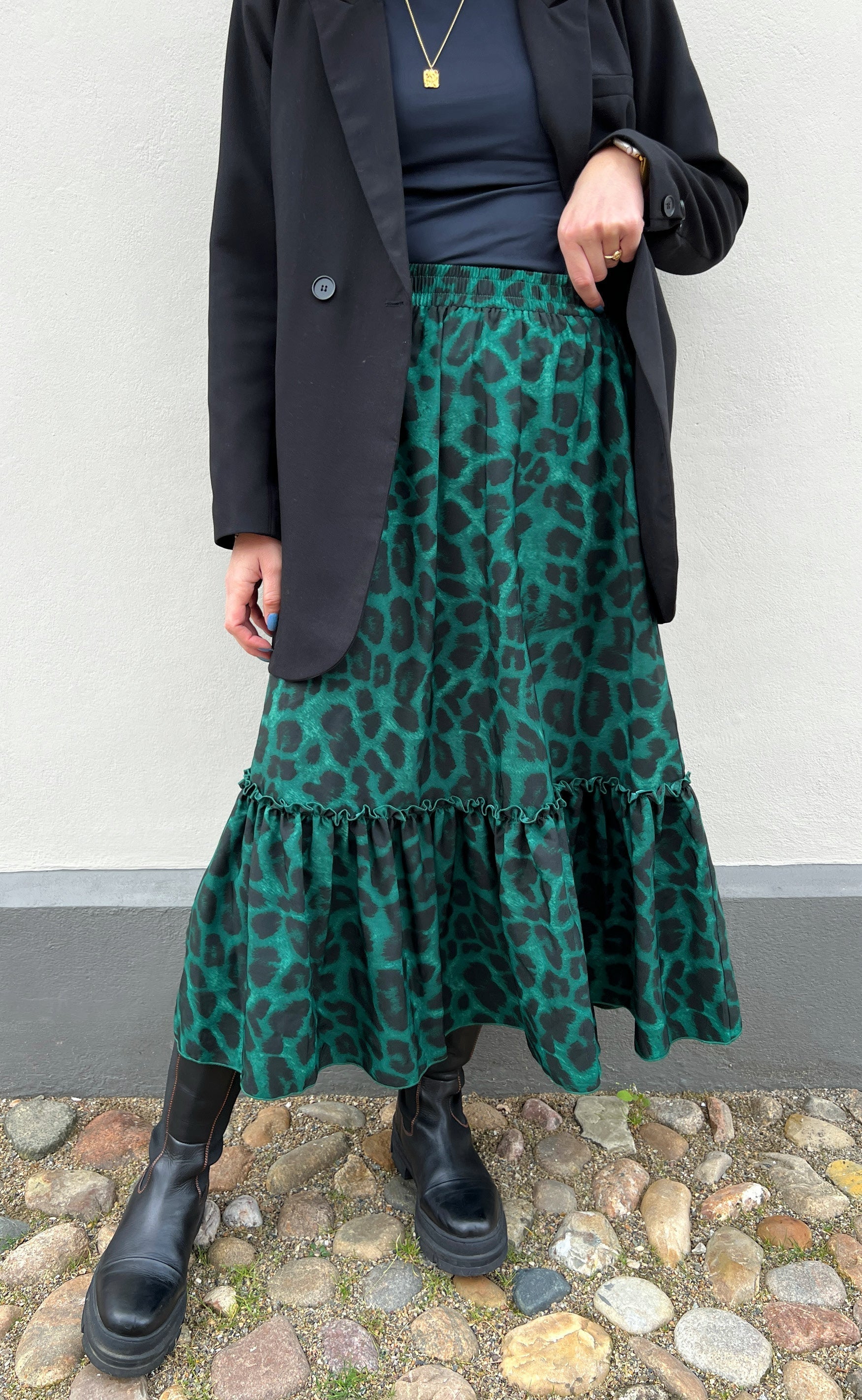 INA Copenhagen Skjørt - Hanna - Green Leopard