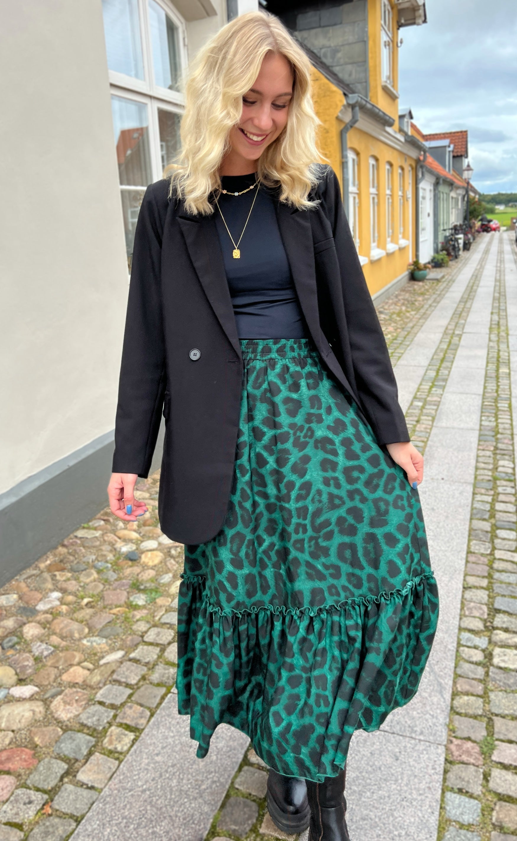 INA Copenhagen Skjørt - Hanna - Green Leopard