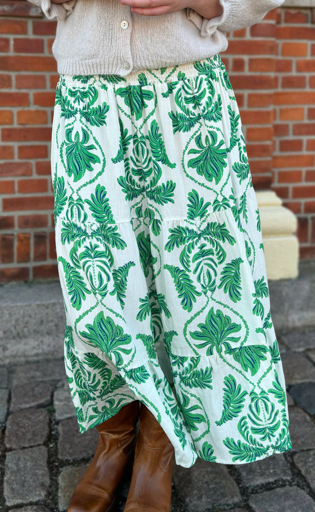 INA Copenhagen Skjørt - Malina - White / Green Paisley