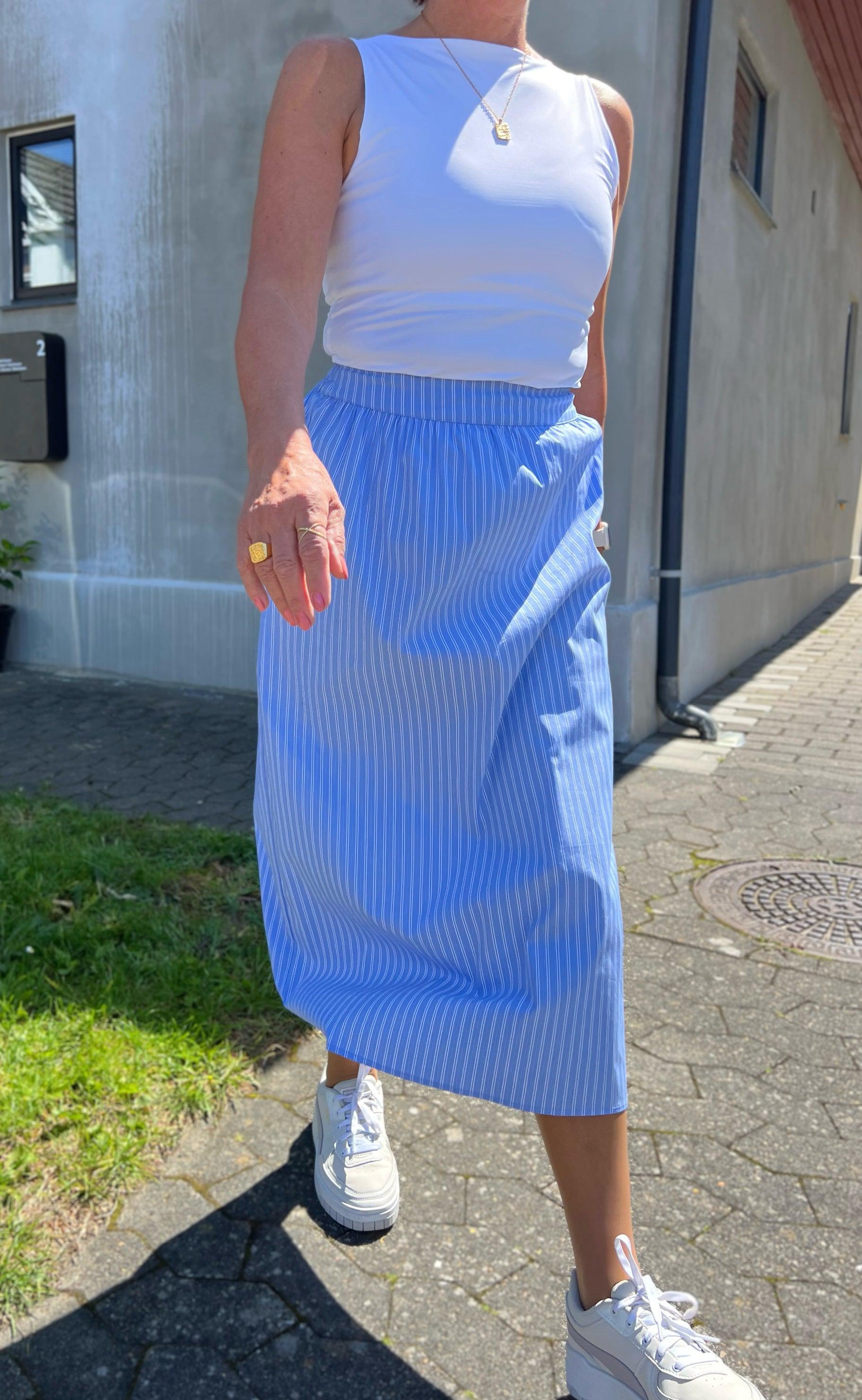 INA Copenhagen Skjørt - Patricia - Blue / White Stripe