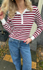 Say INA Copenhagen Polo / Bluse - Pamela - Bordeaux Striped