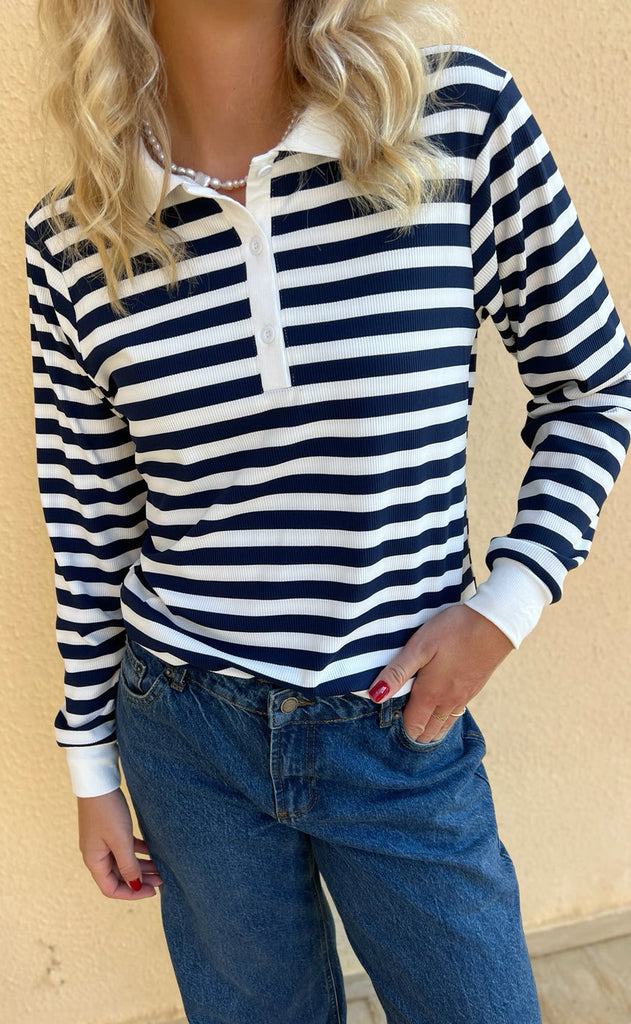 INA Copenhagen Polo / Bluse - Pamela - Navy Striped