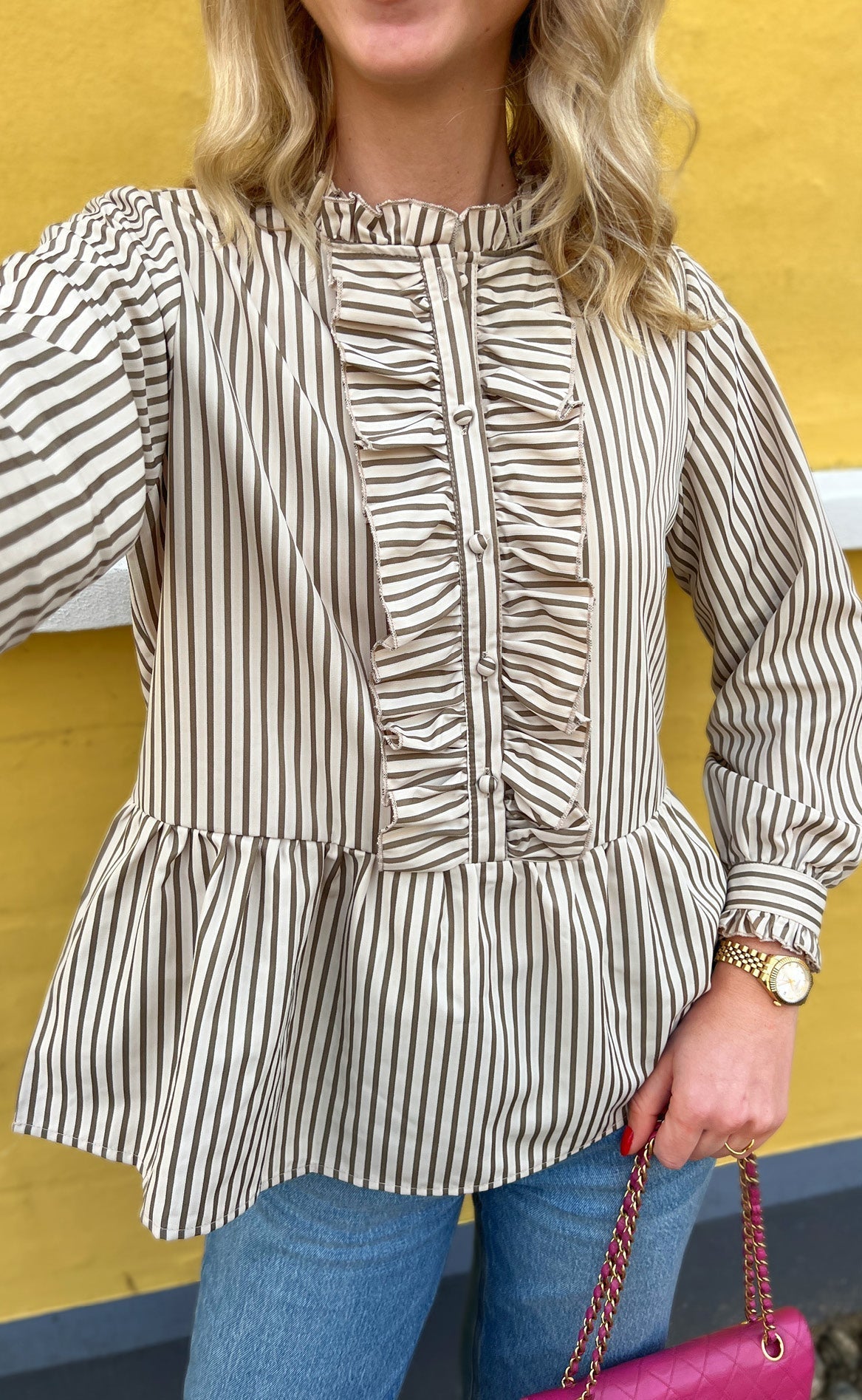 INA Copenhagen Skjorte - Evie - Beige / Brown Striped