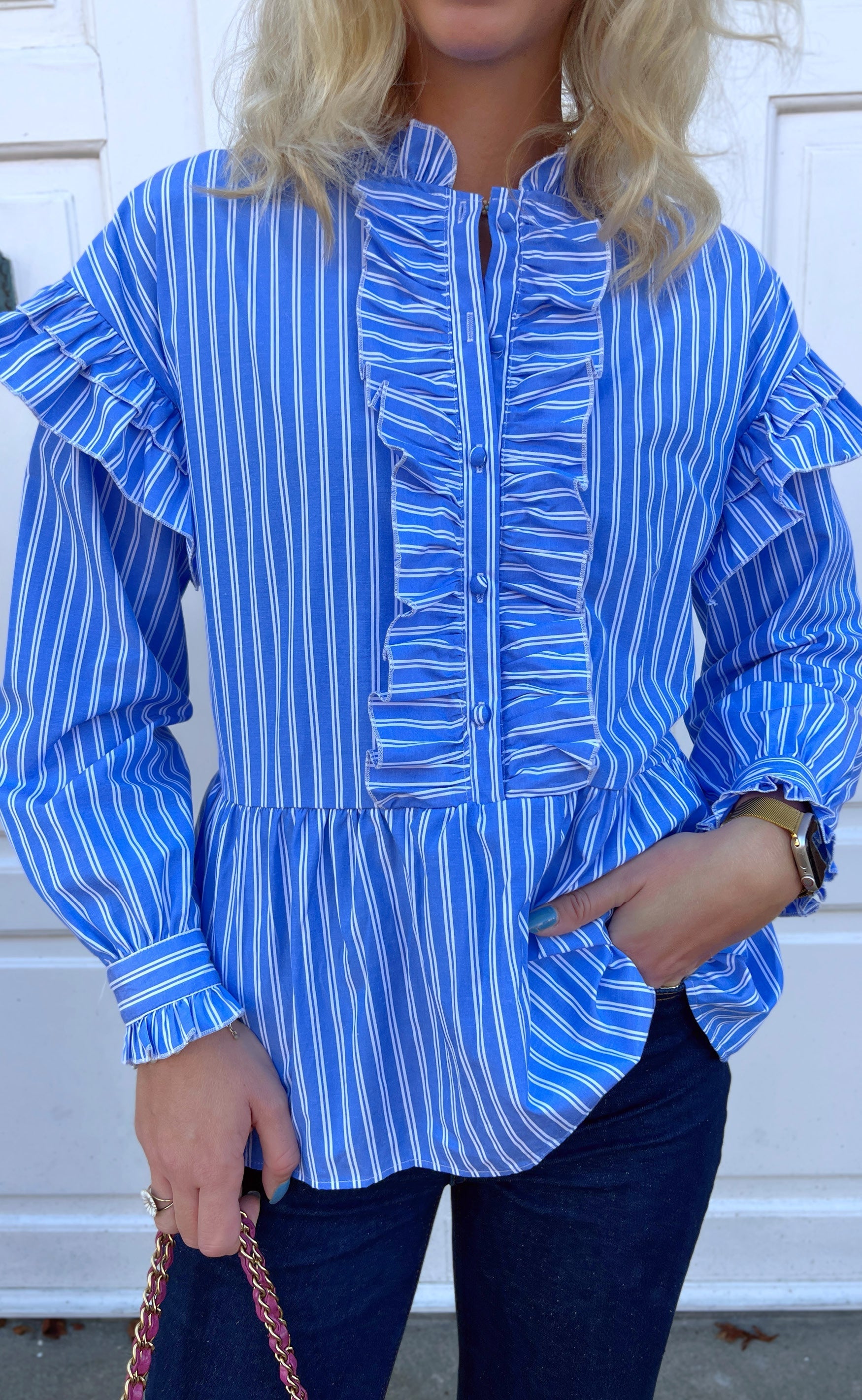 INA Copenhagen Skjorte - Frida - Dark blue Striped