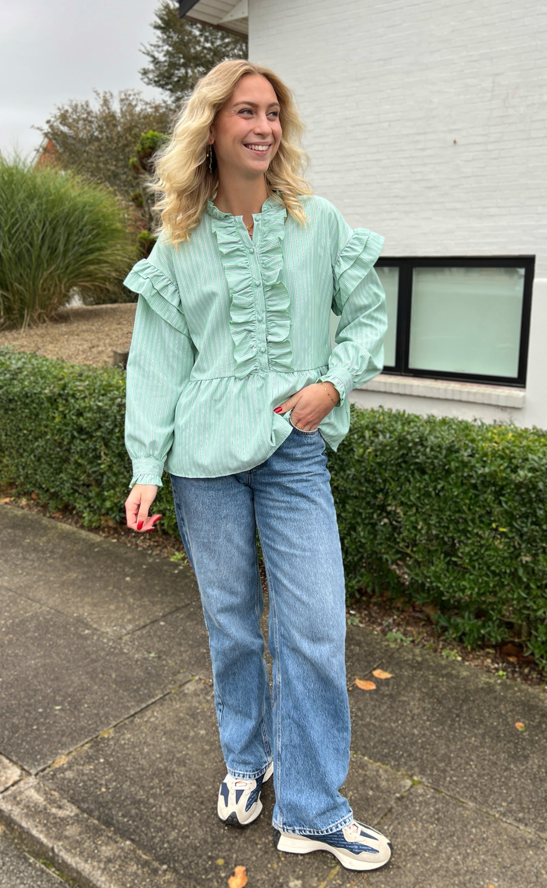 INA Copenhagen Skjorte - Frida - Green Striped