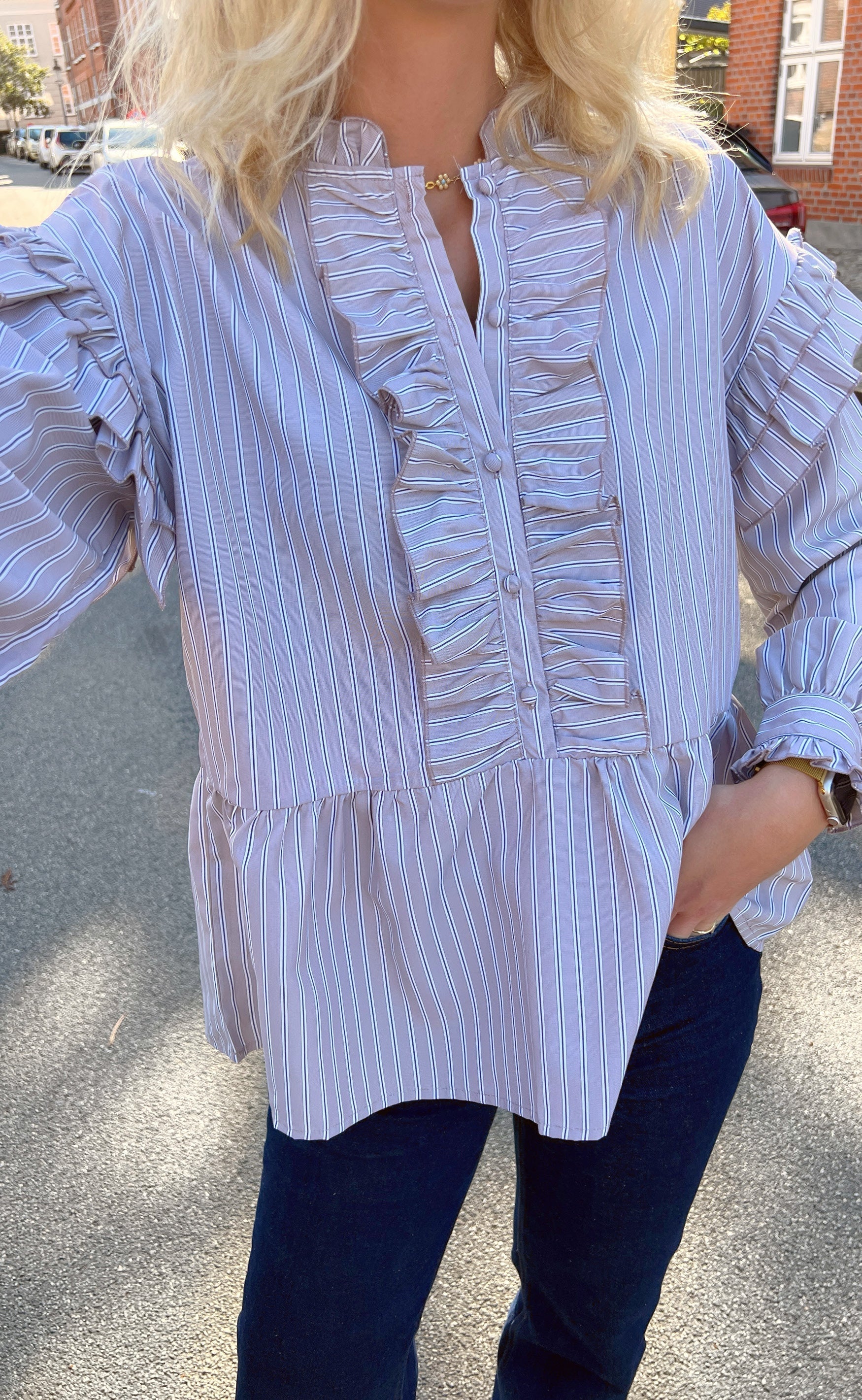 INA Copenhagen Skjorte - Frida - Grey Striped
