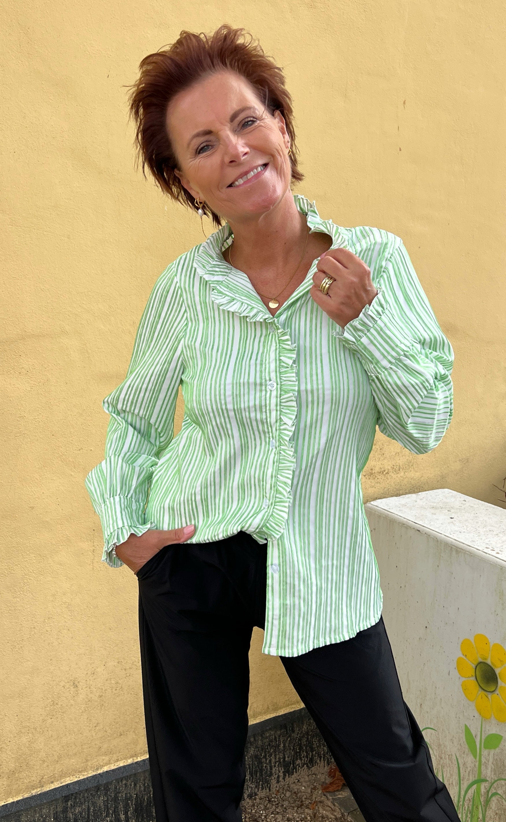 INA Copenhagen Skjorte - Ingrid - Green Striped