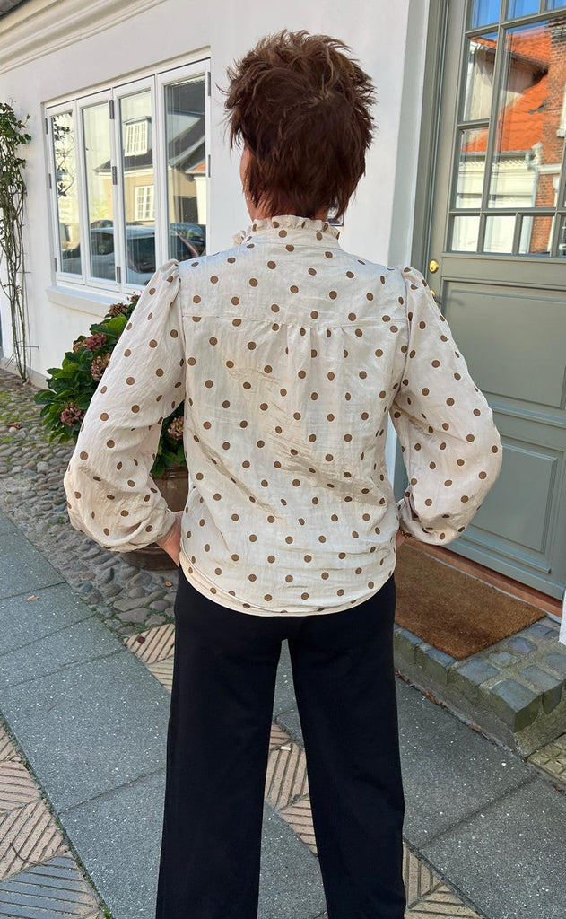 INA Copenhagen Skjorte - Kesha - Beige / Brown Dots