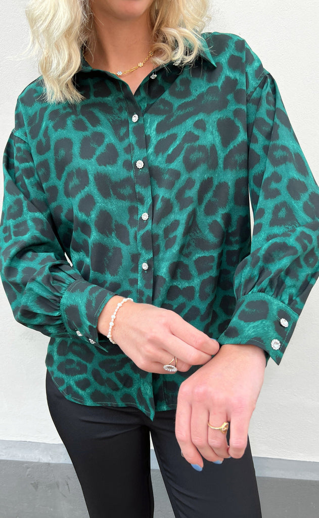 INA Copenhagen Skjorte - Stella - Green Leopard