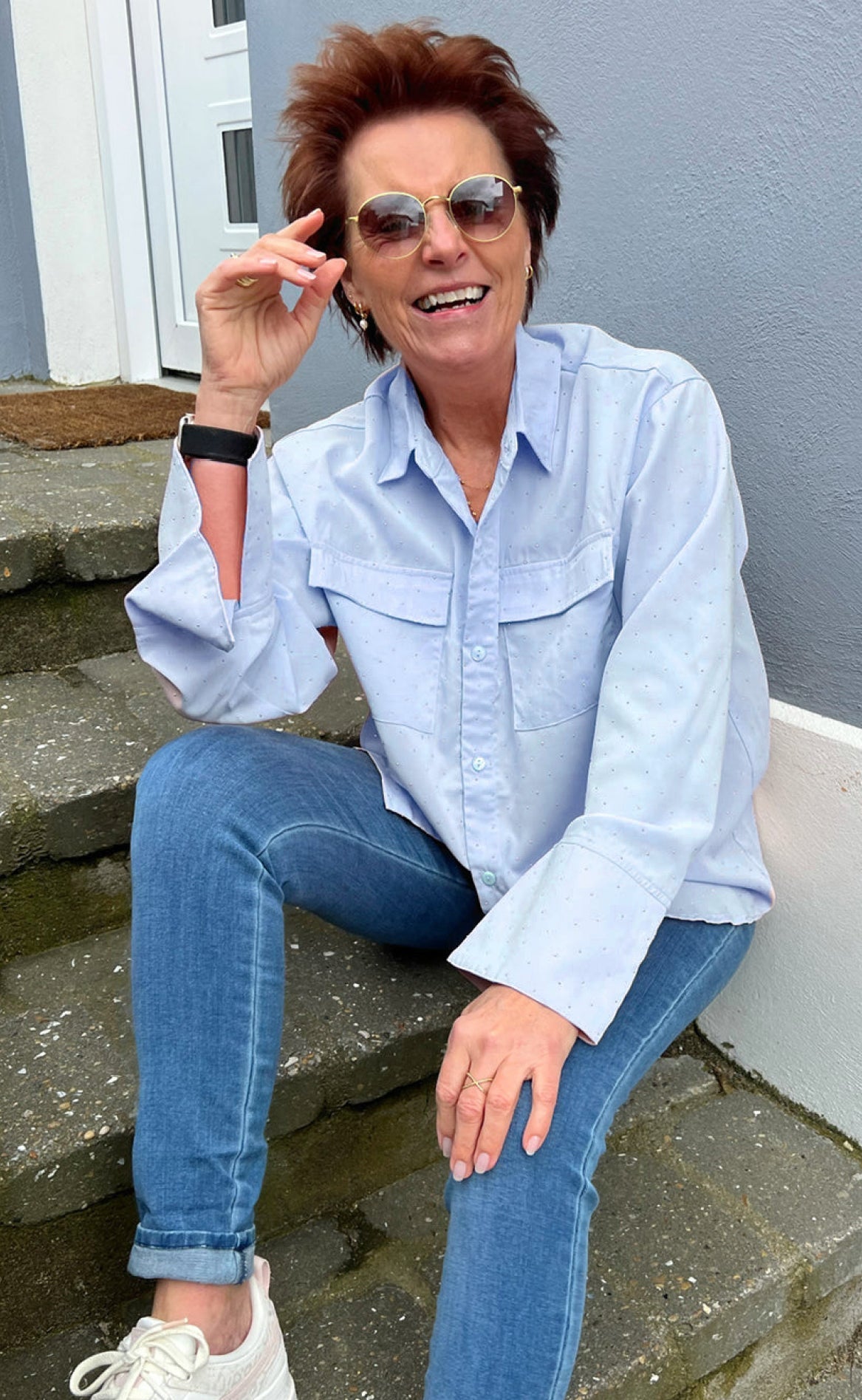 INA Copenhagen Skjorte - Susanne Rhinestone - Blue