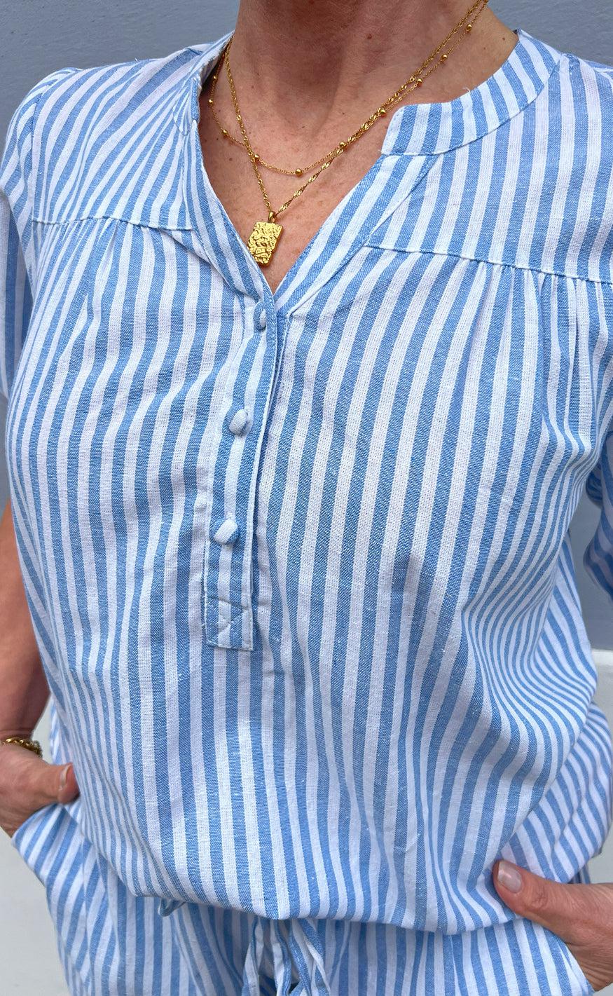 INA Copenhagen Topp - Alba - Blue Striped