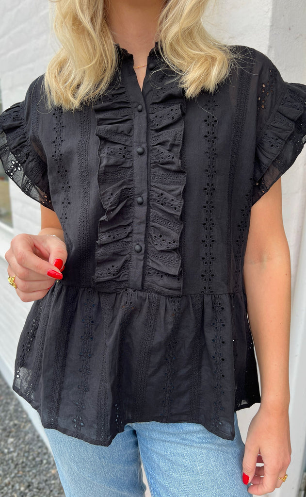 INA Copenhagen Topp - Freya - Black Broderie Anglaise