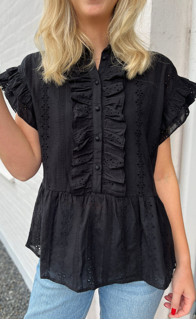 INA Copenhagen Topp - Freya - Black Broderie Anglaise