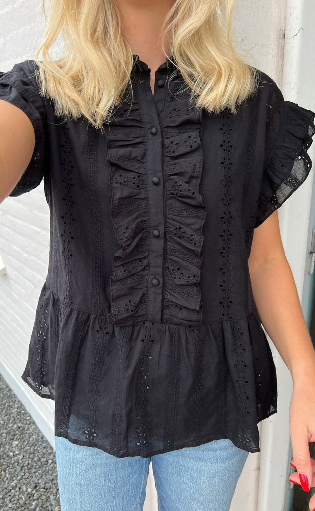 INA Copenhagen Topp - Freya - Black Broderie Anglaise