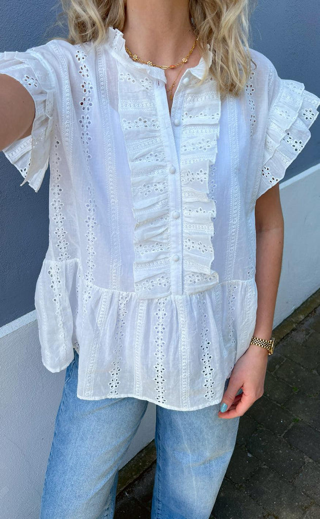 INA Copenhagen Topp - Freya - White Broderie Anglaise