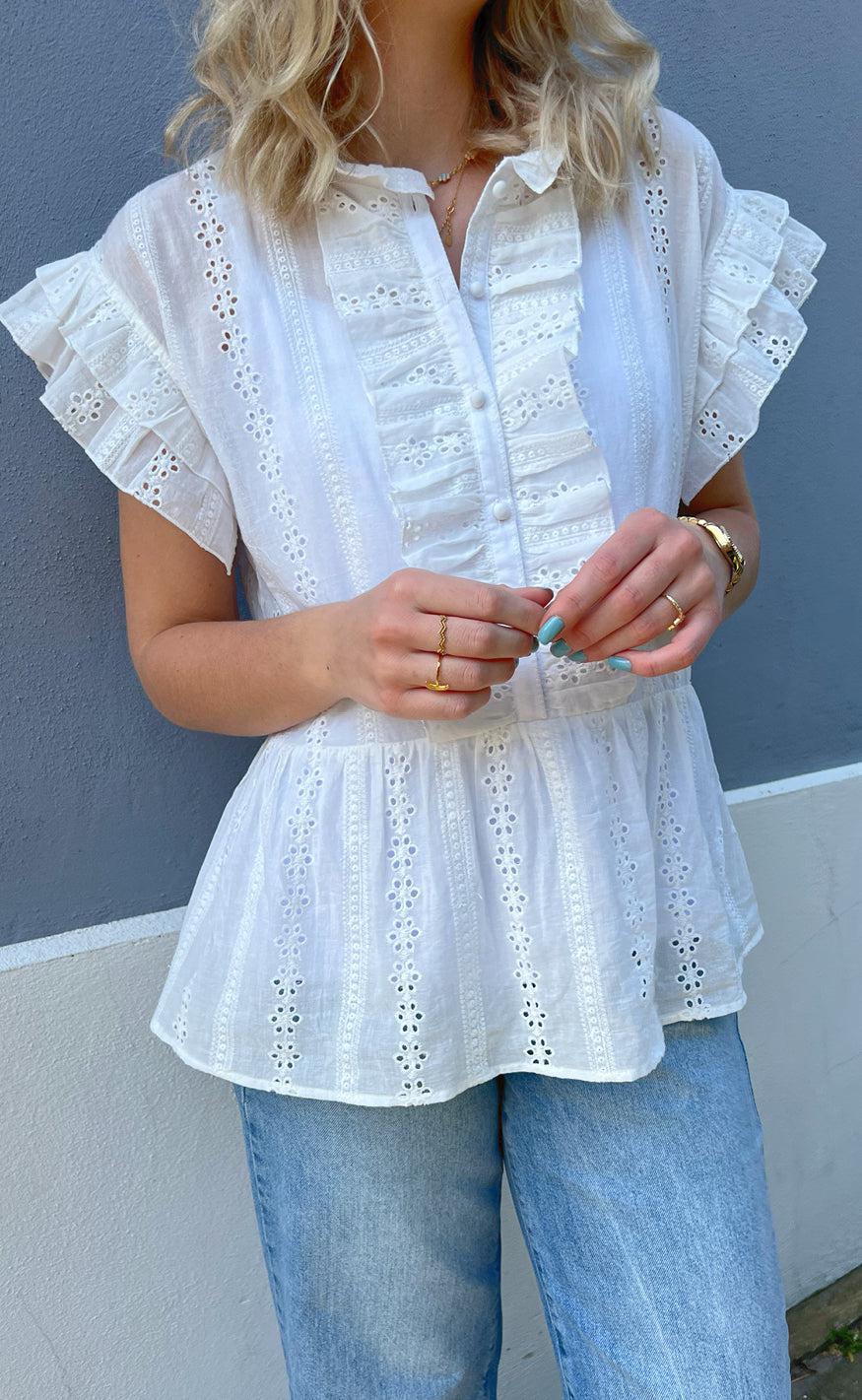 INA Copenhagen Topp - Freya - White Broderie Anglaise