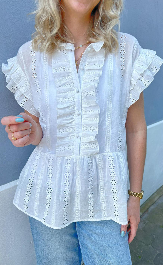 INA Copenhagen Topp - Freya - White Broderie Anglaise