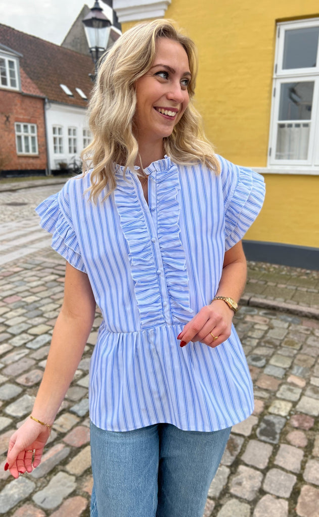 INA Copenhagen Topp - Freya - White/Blue Striped