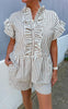 Say INA Copenhagen Topp - Freya - White/Brown Striped