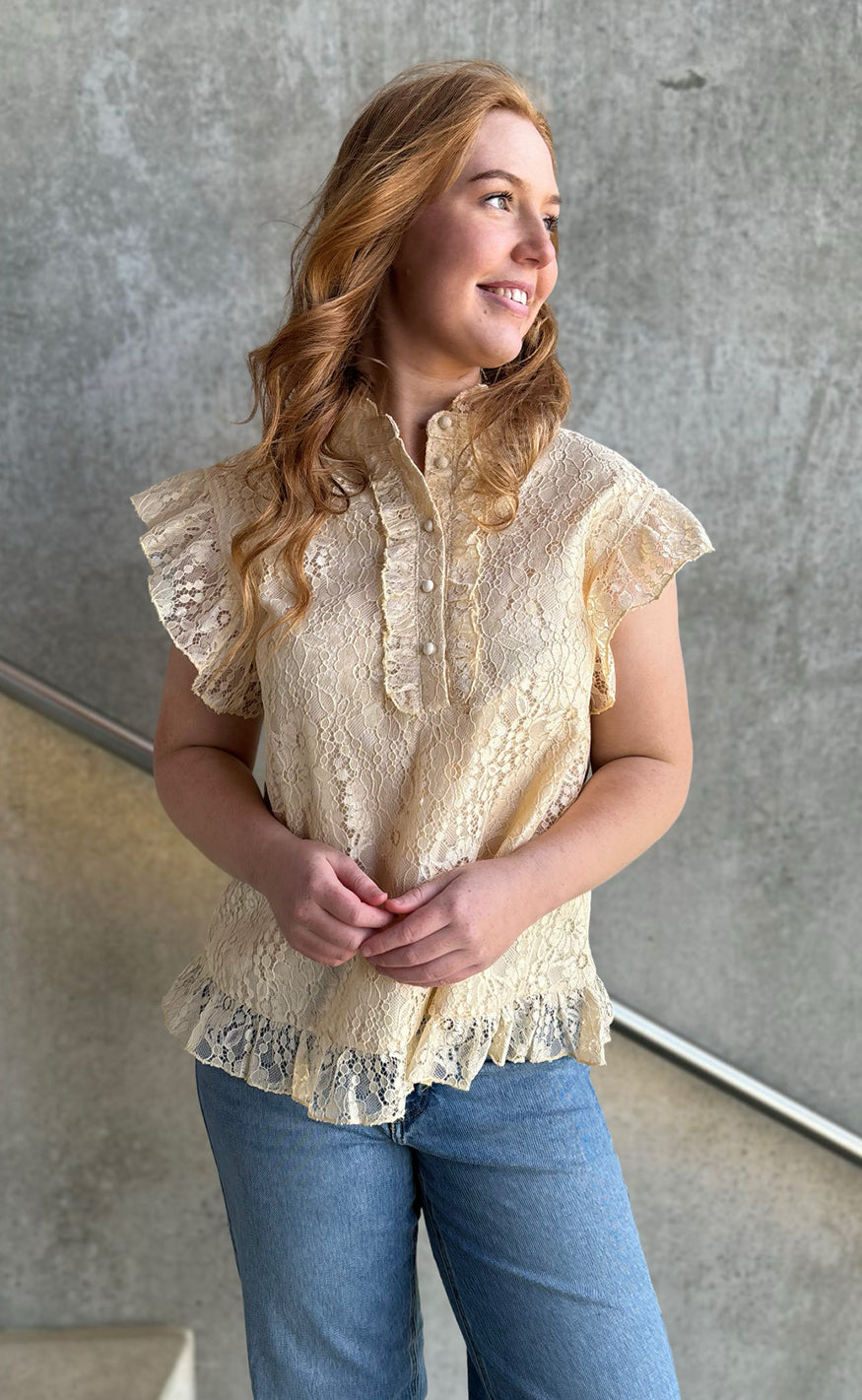 INA Copenhagen Topp - Pia Lace - Creme