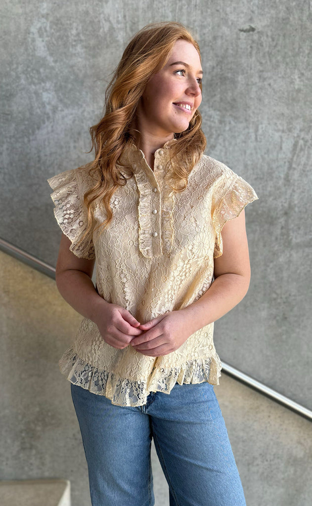 INA Copenhagen Topp - Pia Lace - Creme