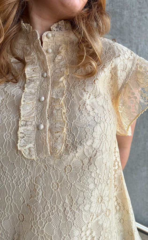 INA Copenhagen Topp - Pia Lace - Creme