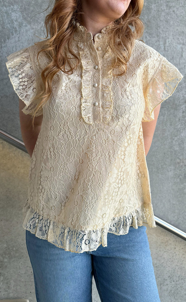 INA Copenhagen Topp - Pia Lace - Creme