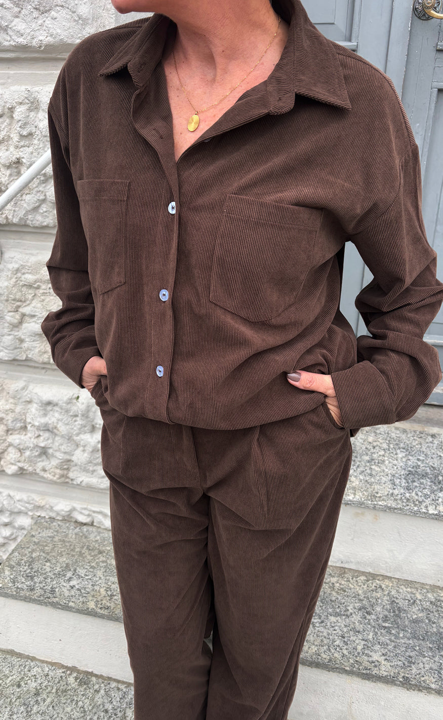 Say INA Copenhagen Skjorte - Carina - Brown Corduroy