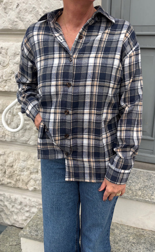 Say INA Copenhagen Skjorte - Fira Fannel - Blue / Grey Checks